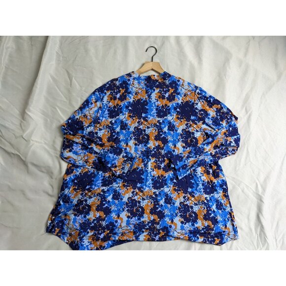 Logo Top Blue Sapphire Mock Neck Stretch Knit Tunic Long Sleeve Womens Size 2X - Picture 3 of 8